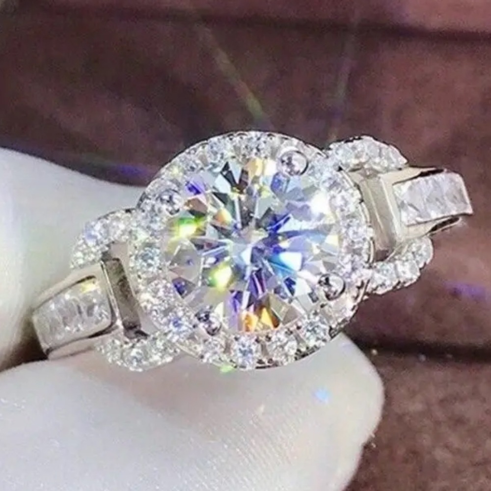 3 pcs Halo Stackable Rings with ShCubic Zirconias, Weddings, Engagement Ring - Picture 3 of 11